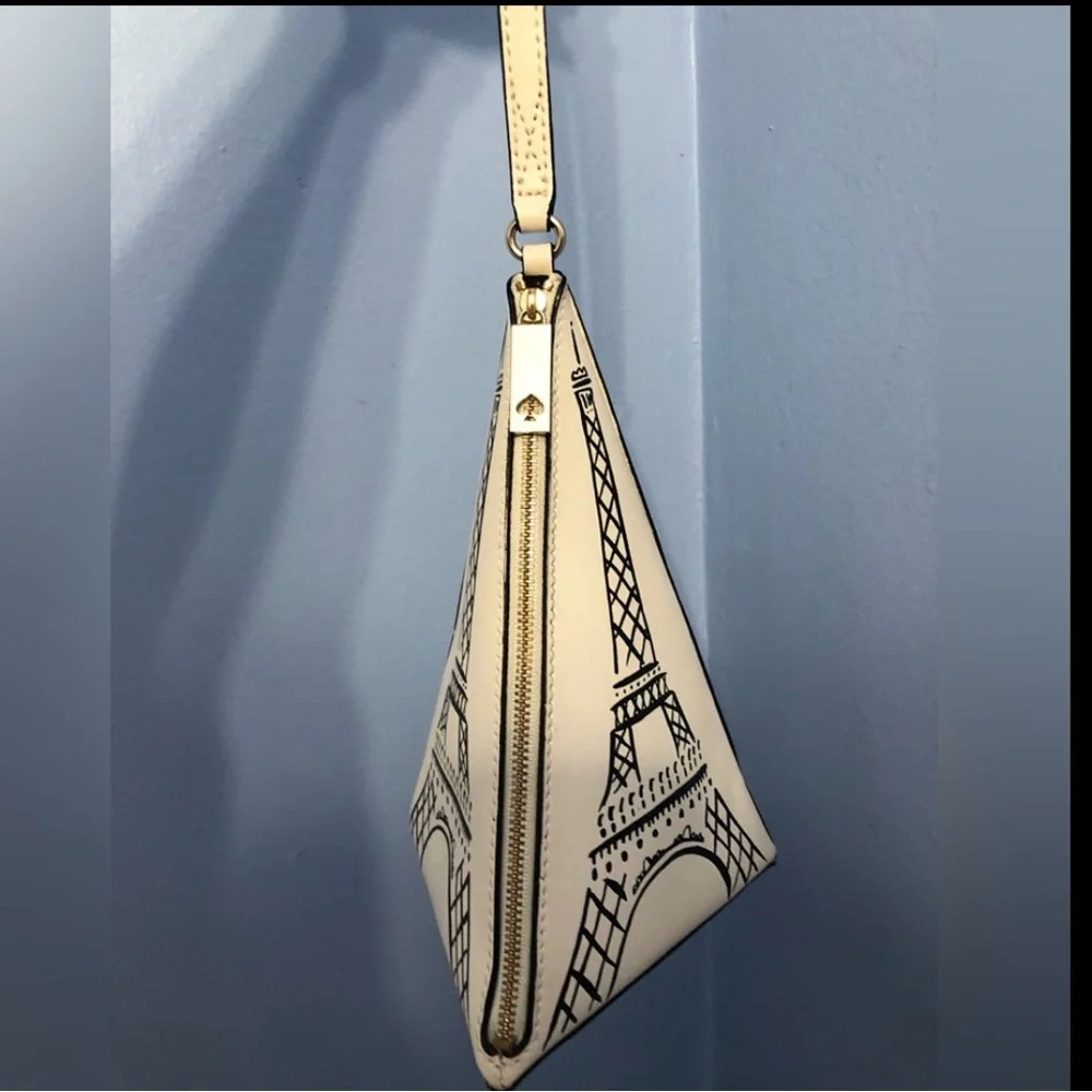 Kate Spade Triangle “Eiffel Tower” Wristlet Novelty Bag in Cement color - Picture 8 of 16